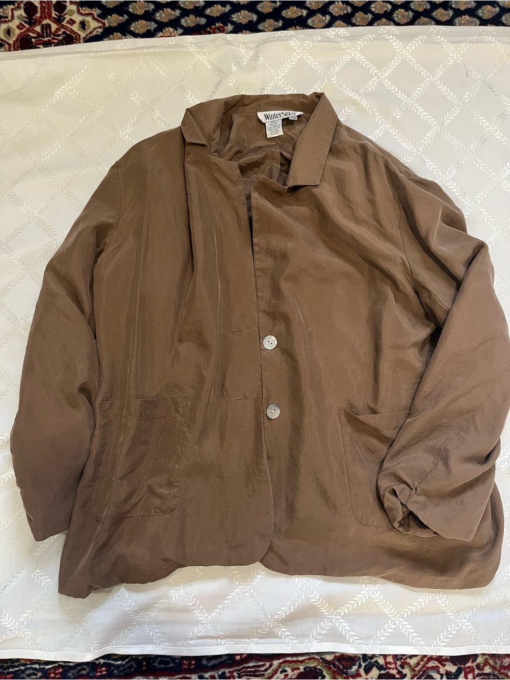 WinterSilks Brown Relaxed Silk Blazer